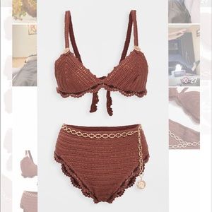 NWT Crochet bikini set with gold belt 🤎✨